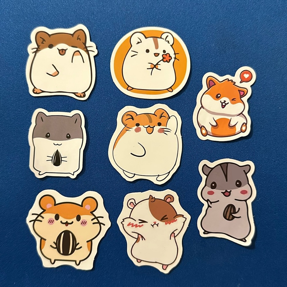 NEW! Set of 8 cute hamster stickers - NWOT